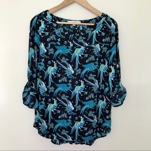 LOFT bird print blouse